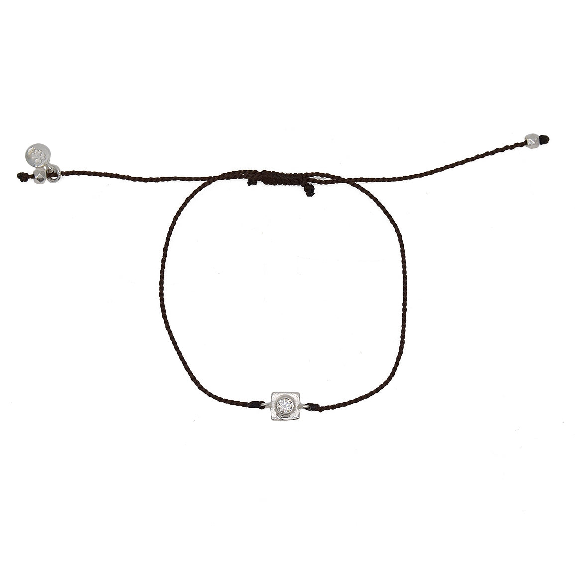 Bracelet tressé argent 925 et zircon - CHOCOLAT