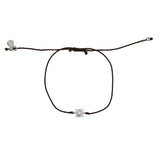 Bracelet tressé argent 925 et zircon - CHOCOLAT