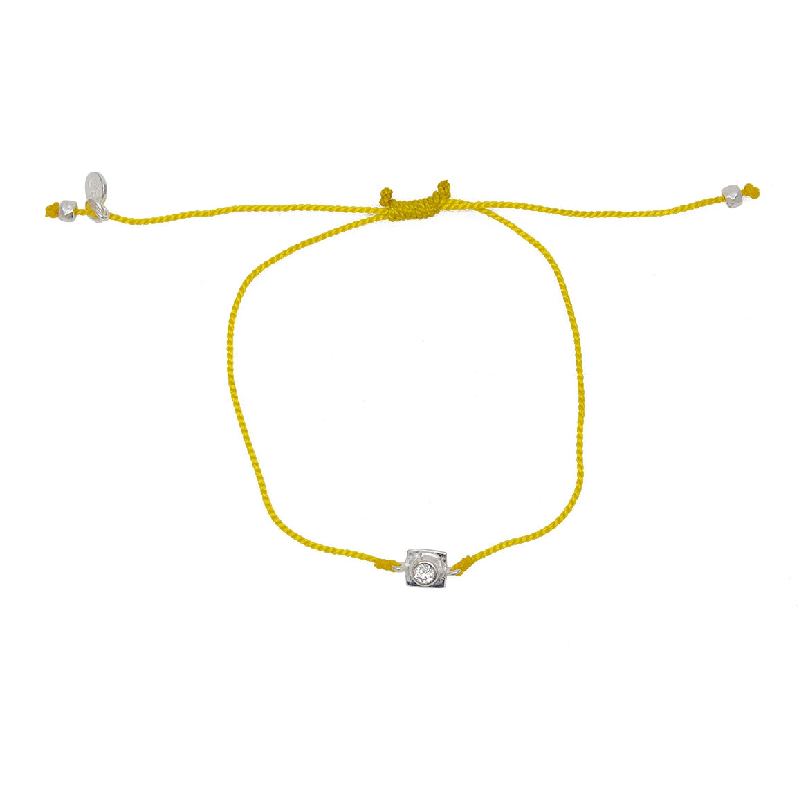 Bracelet tressé argent 925 et zircon - JAUNE