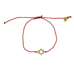 Bracelet tressé etoile de David dorée et zircons - ROUGE