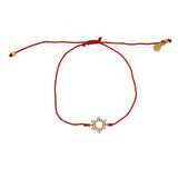 Bracelet tressé etoile de David dorée et zircons - ROUGE