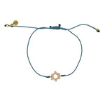 Bracelet tressé etoile de David dorée et zircons - BLEU JEAN