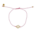 Bracelet tressé etoile de David dorée et zircons - ROSE