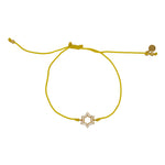 Bracelet tressé etoile de David dorée et zircons - JAUNE