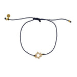 Bracelet tressé etoile de David dorée et zircons - BLEU