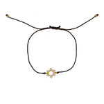 Bracelet tressé etoile de David dorée et zircons - CHOCOLAT