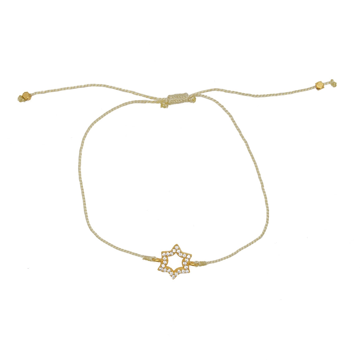 Bracelet tressé etoile de David dorée et zircons - BEIGE