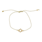 Bracelet tressé etoile de David dorée et zircons - BEIGE