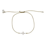 Bracelet tressé coloré croix argent 925 et zircons - KAKI