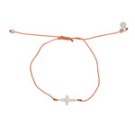 Bracelet tressé coloré croix argent 925 et zircons - CORAIL