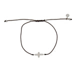 Bracelet tressé coloré croix argent 925 et zircons -