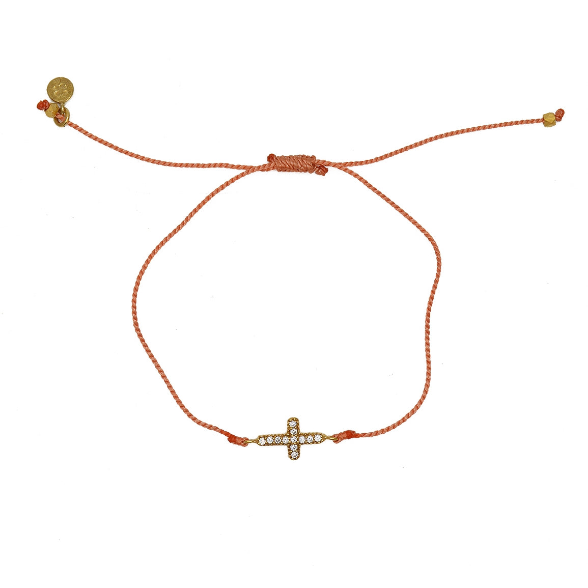 Bracelet tressé coloré croix dorée et zircons - CORAIL