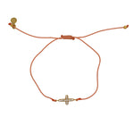 Bracelet tressé coloré croix dorée et zircons - CORAIL