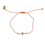 Bracelet tressé coloré croix dorée et zircons - CORAIL