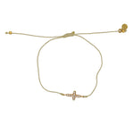 Bracelet tressé coloré croix dorée et zircons - BEIGE