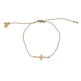 Bracelet tressé coloré croix dorée et zircons - KAKI