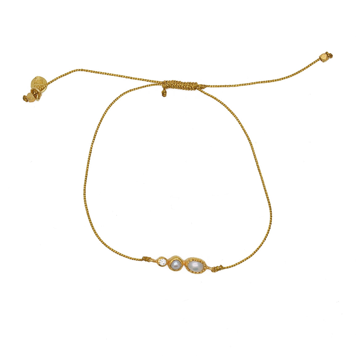 Bracelet tressé pierre et zircon - DORÉ - PERLES DE CULTURE
