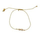 Bracelet tressé pierre et zircon - DORÉ - PERLES DE CULTURE