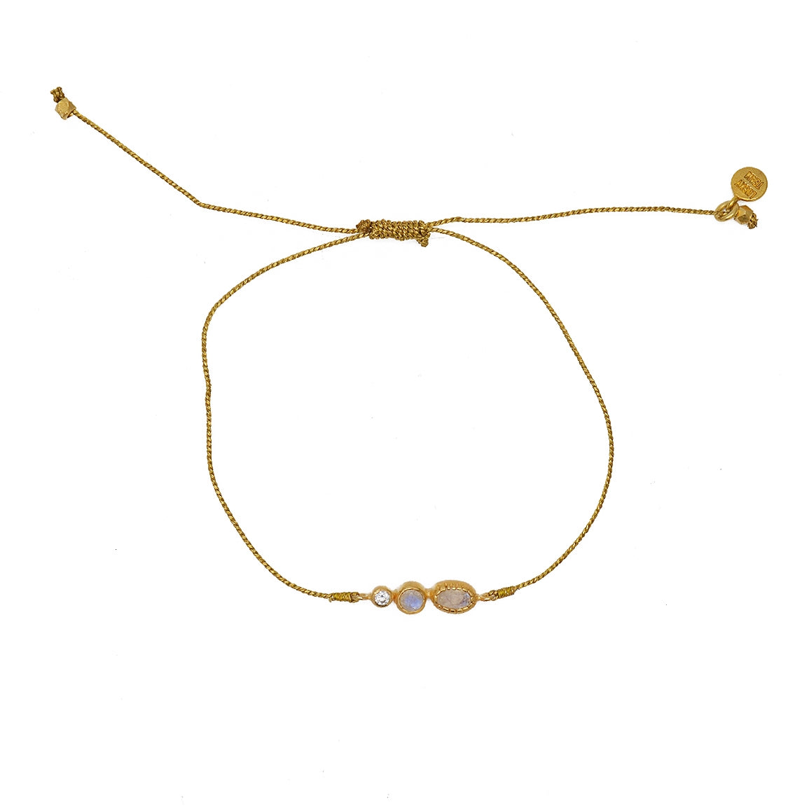 Bracelet tressé pierre et zircon - DORÉ - PIERRE DE LUNE -