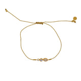 Bracelet tressé pierre et zircon - DORÉ - PIERRE DE LUNE -