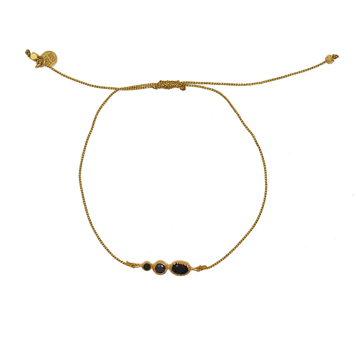 Bracelet tressé pierre et zircon - DORÉ - ONYX NOIRE -