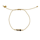 Bracelet tressé pierre et zircon - DORÉ - ONYX NOIRE -