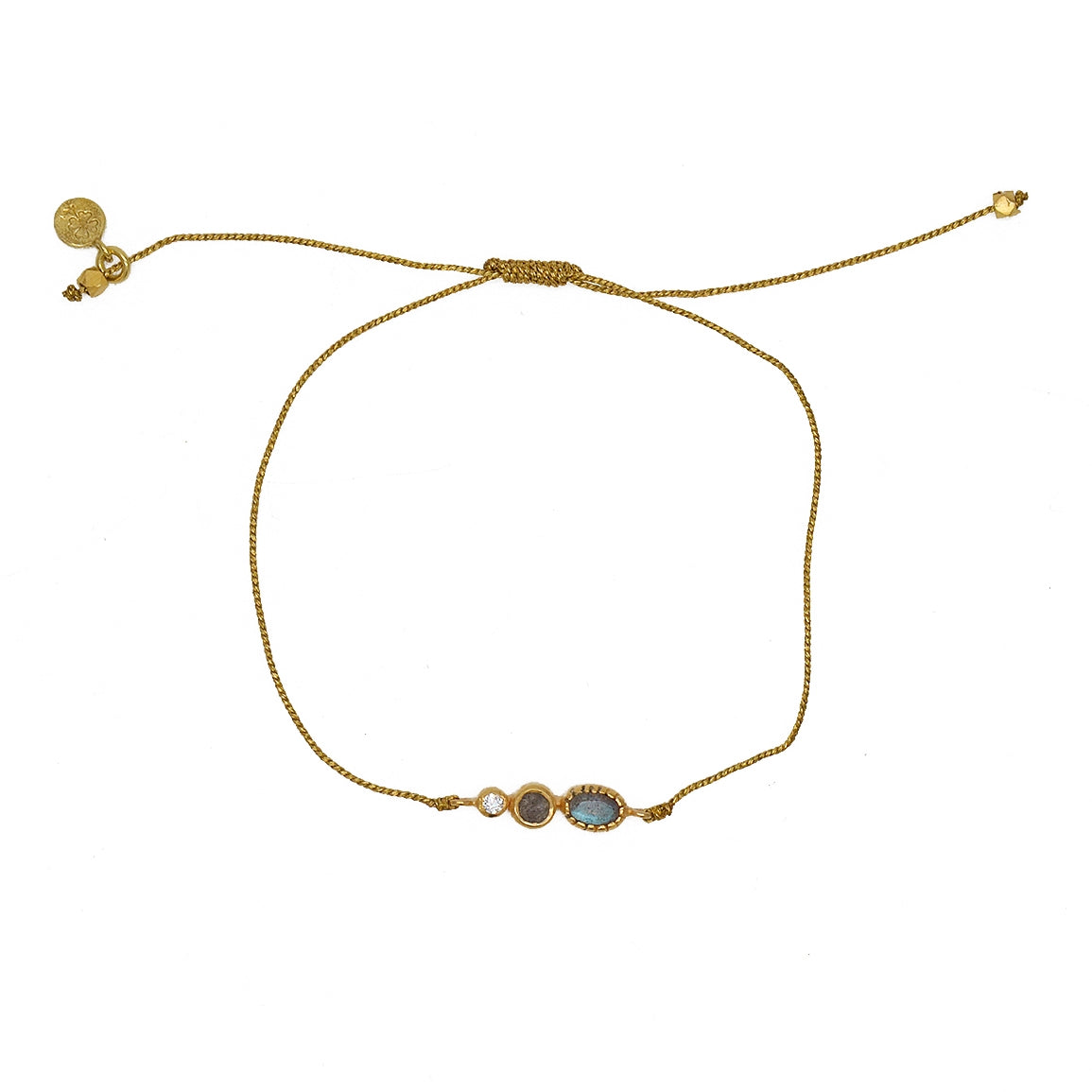 Bracelet tressé pierre et zircon - DORÉ - LABRADORITE -