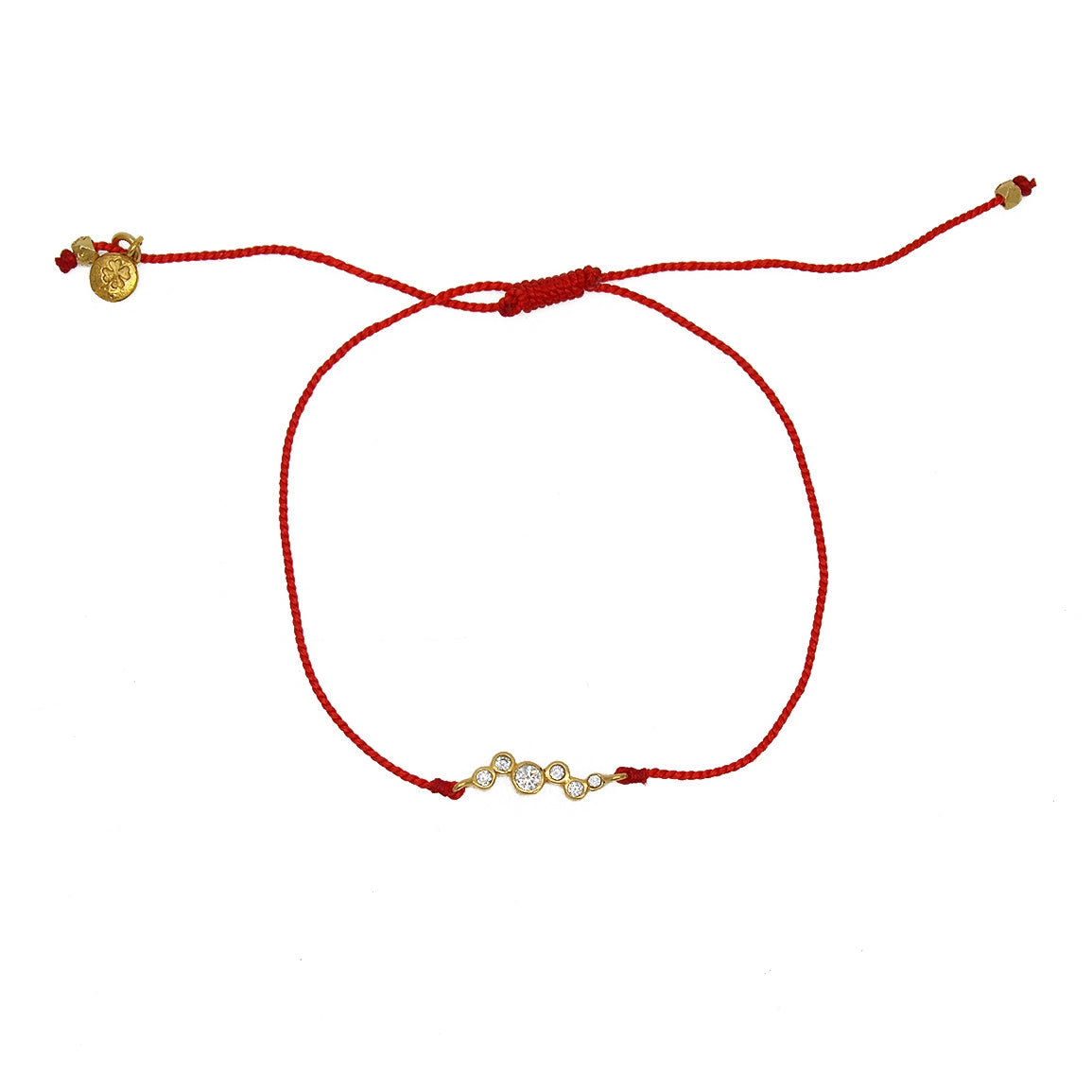 Bracelet tressé et zircons blancs - ROUGE