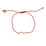 Bracelet tressé et zircons blancs - ROUGE