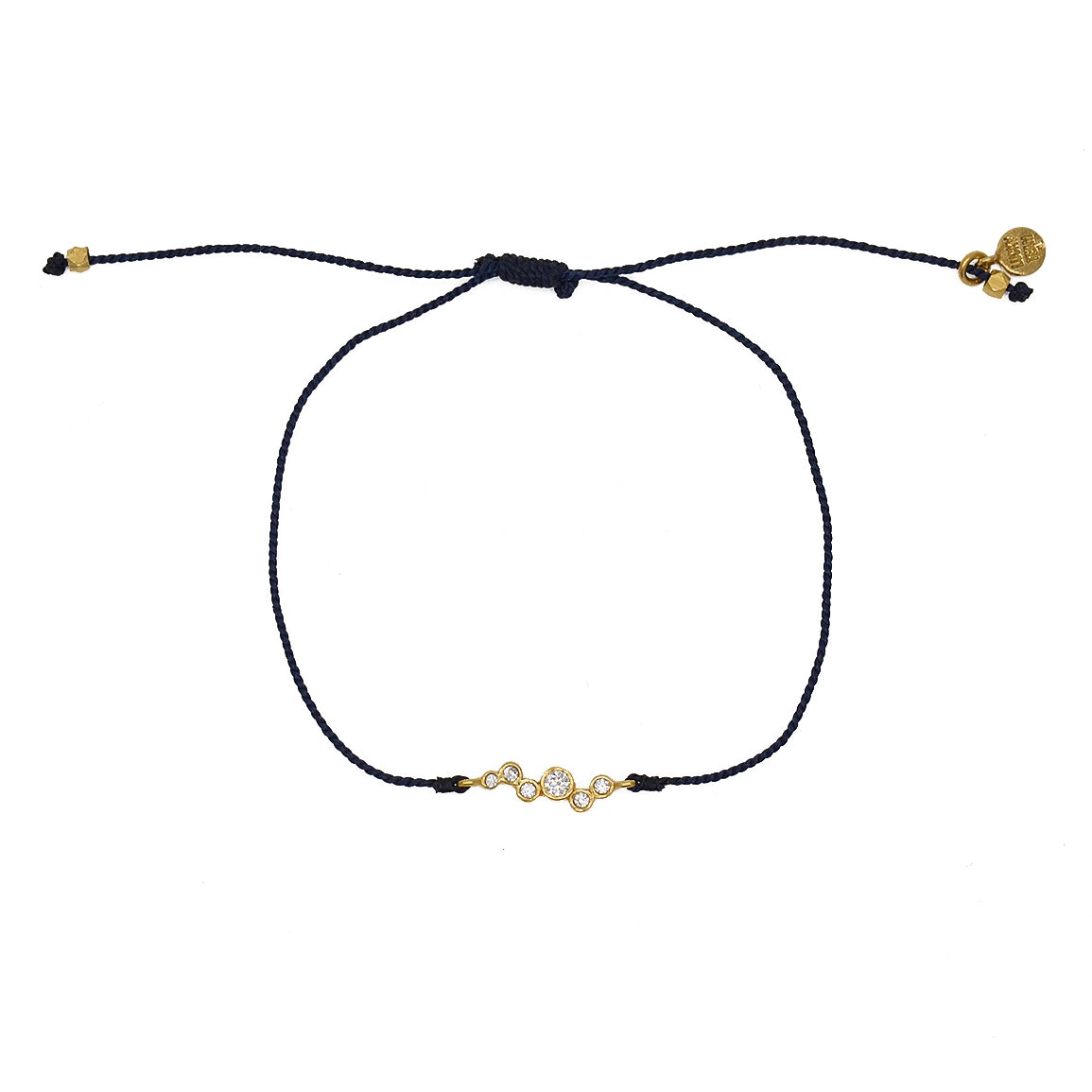 Bracelet tressé et zircons blancs - BLEU MARINE
