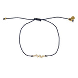 Bracelet tressé et zircons blancs - BLEU MARINE