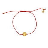 Bracelet tressé coloré et médaille dorée - ROUGE