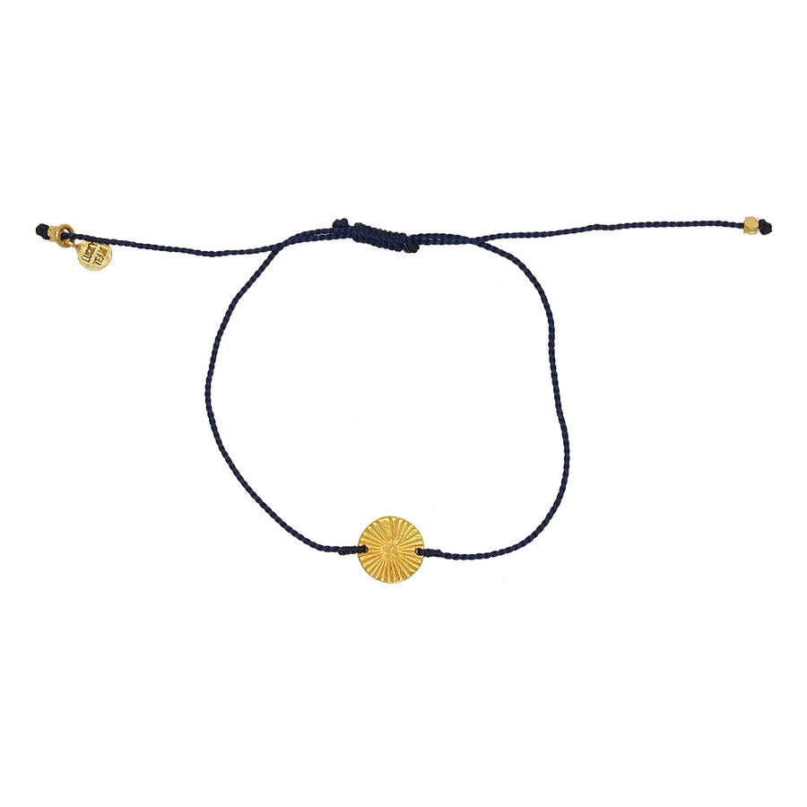 Bracelet tressé coloré et médaille dorée - BLEU MARINE
