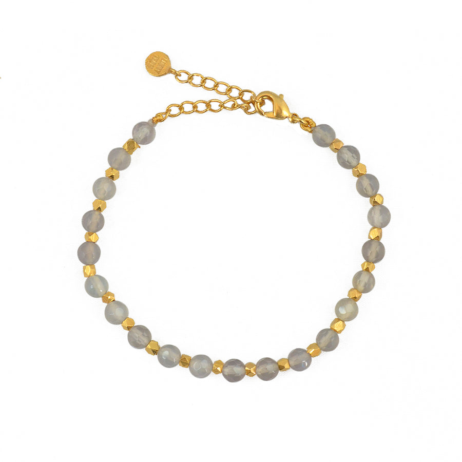 Bracelet perles dorées et pierres facettées - LABRADORITE