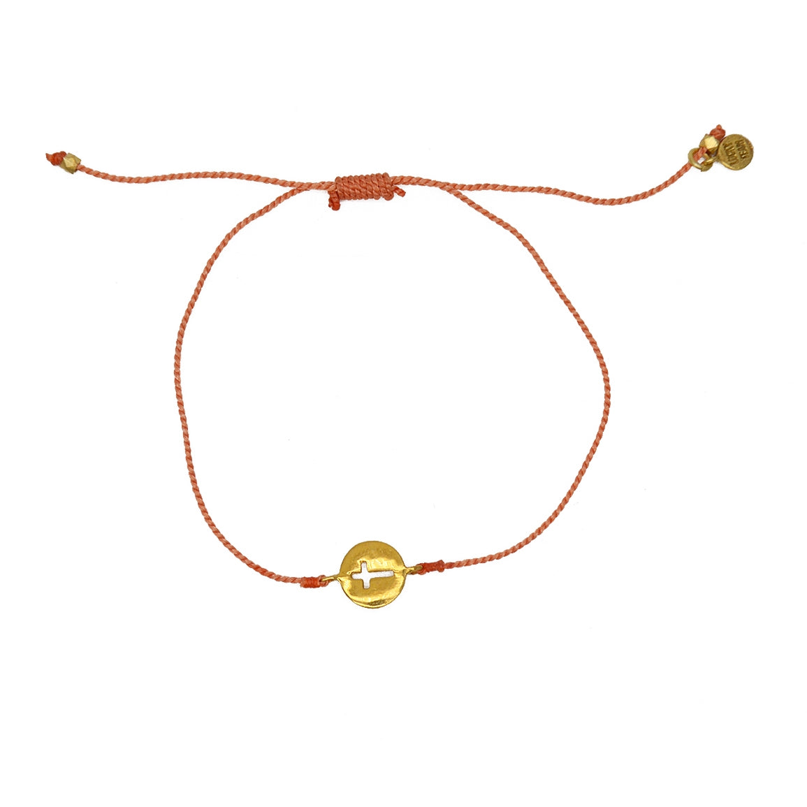 Bracelet tressé coloré médaille croix dorée - CORAIL