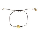 Bracelet tressé coloré médaille croix dorée - CHOCOLAT