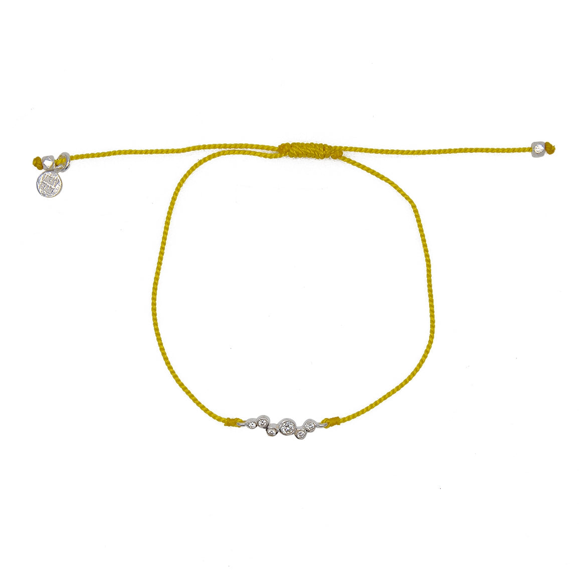 Bracelet tressé argent 925 et zircons blancs - JAUNE