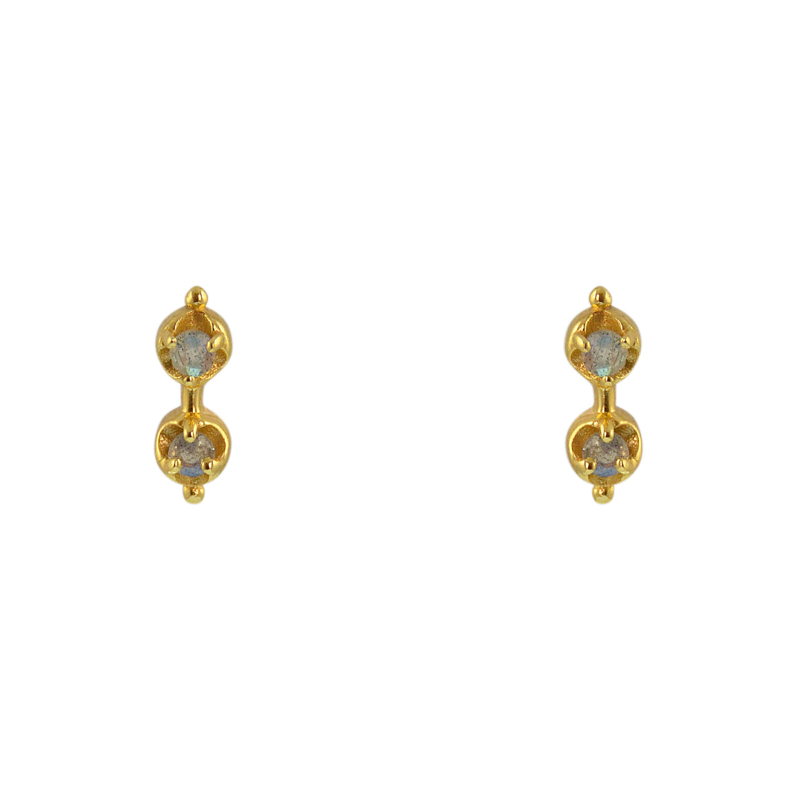 Boucles dorées double pierre - Boucles d’oreilles