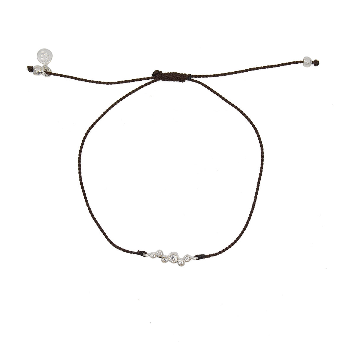 Bracelet tressé argent 925 et zircons blancs - CHOCOLAT
