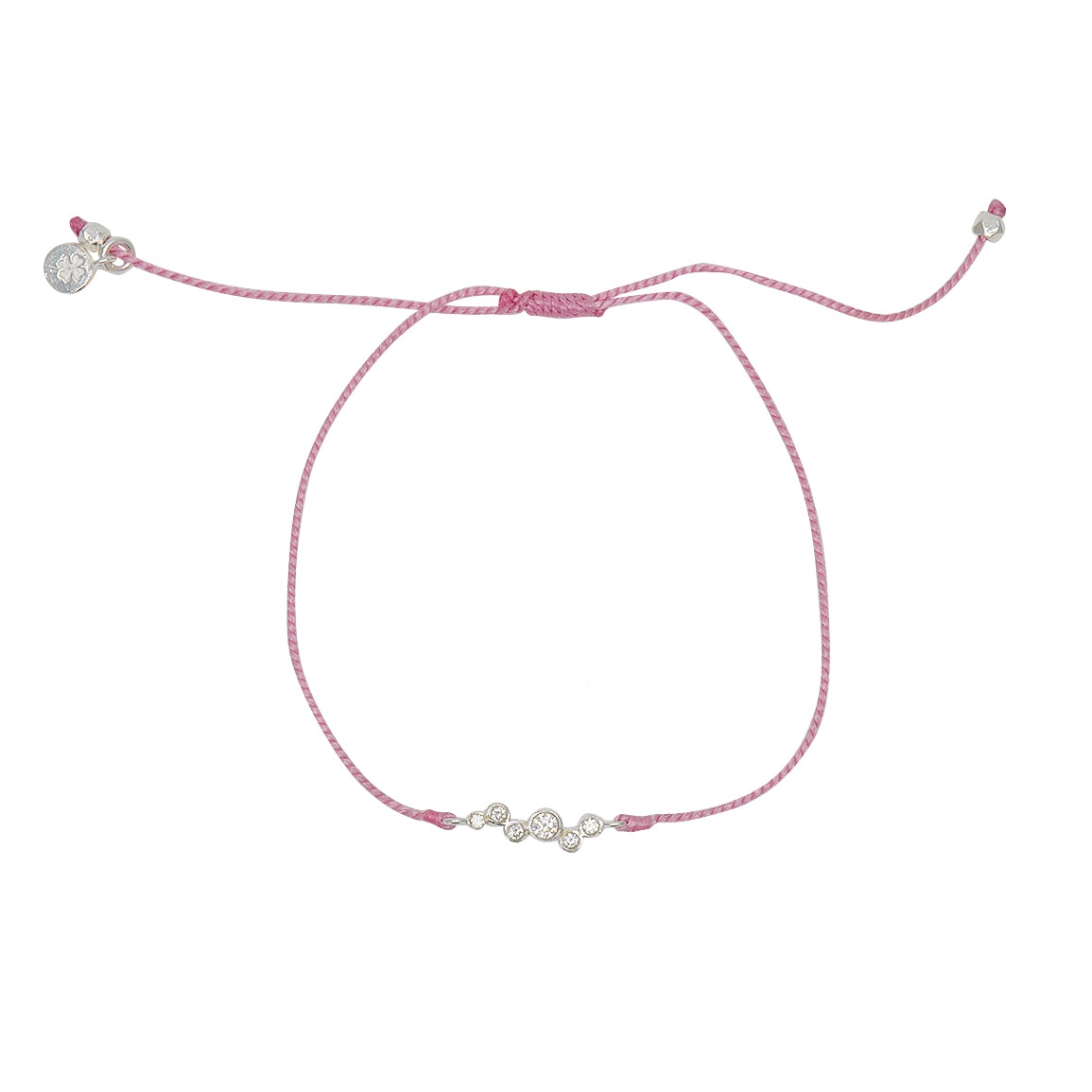 Bracelet tressé argent 925 et zircons blancs - ROSE