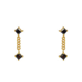 Boucles dorées pierre et chainette - ONYX NOIRE - Boucles