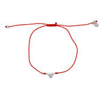 Bracelet fil fin coloré et coeur argent 925 - ROUGE