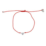 Bracelet fil fin coloré et coeur argent 925 - ROUGE