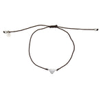 Bracelet fil fin coloré et coeur argent 925 - CHOCOLAT