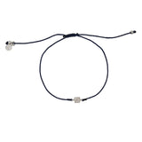 Bracelet tressé carré argent 925 et zircons - BLEU MARINE