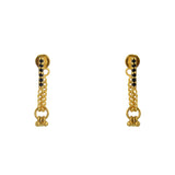 Boucles dorées zircons chaine et pampille - ZIRCON NOIR -