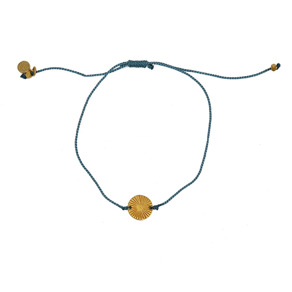 Bracelet tressé coloré et médaille dorée - BLEU JEAN