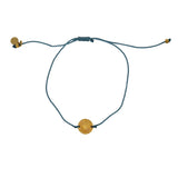 Bracelet tressé coloré et médaille dorée - BLEU JEAN