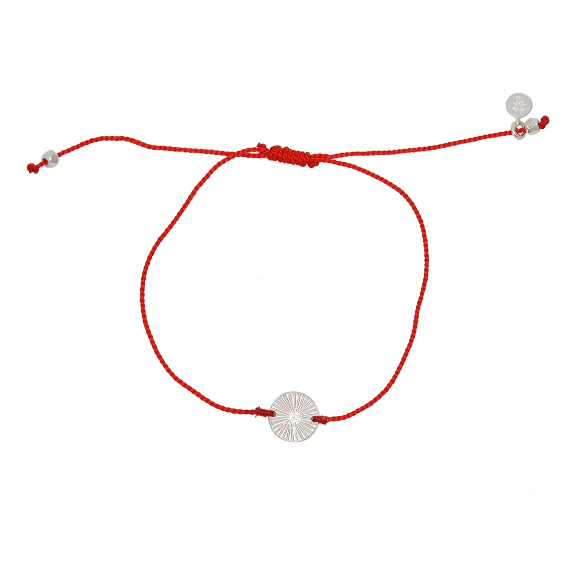 Bracelet tressé coloré et médaille argent 925 - ROUGE
