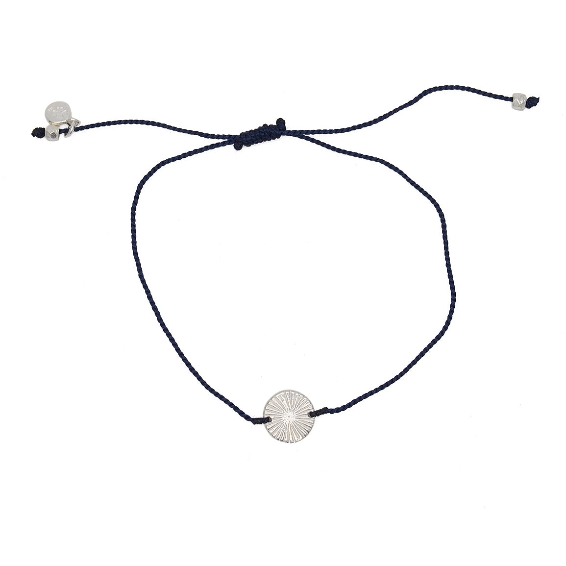 Bracelet tressé coloré et médaille argent 925 - BLEU MARINE